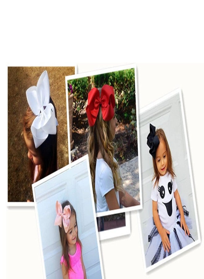 SALOCY 2 PCS 8 Inch Boutique Hair Bows Clips for Girls Toddler, Grosgrain Ribbon Big Large Bows Alligator Clips Kids Hair Accessories (White, Set-1) - Image 5